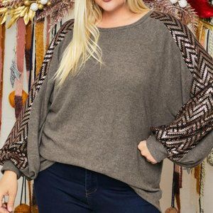 SEQUIN EMBELLISHED LONG SLEEVE TOP